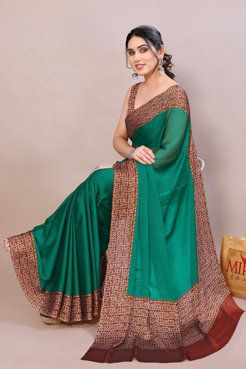 Vasthrlay Fashion Chiffon Georgette Teal Ethnic Wear