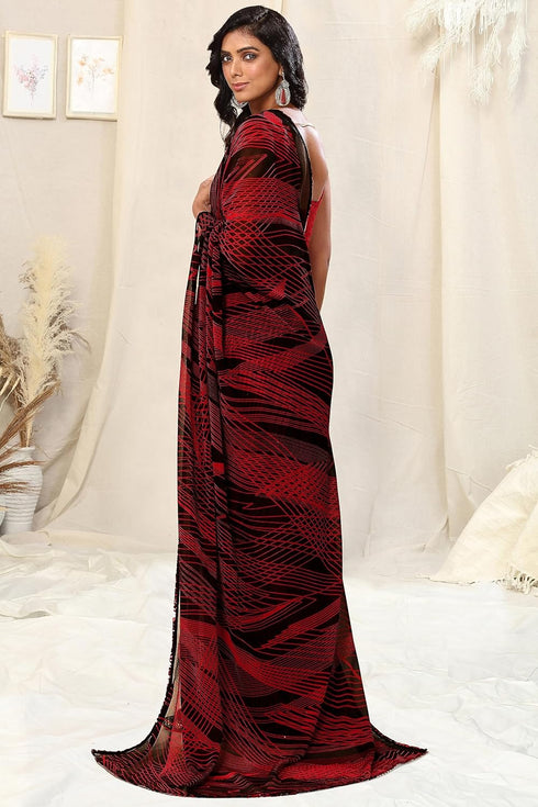 Vasthrlay Fashion Georgette Stripes Printed Ethnic Wear