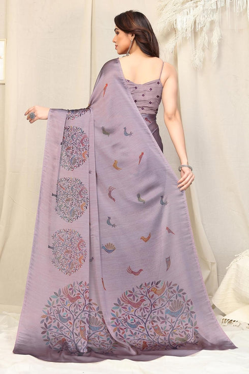 Vasthrlay Fashion Chiffon Printed Dusty Ethnic Wear