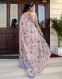 Vasthrlay Womens Printed Off White Saree With Unstitched Blouse Piece