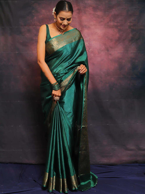 Vsathrlay Saree Kanjivaram Silk Pari Navy