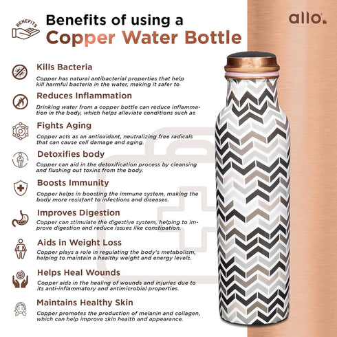 Pure Copper Water Bottle 1 Litre Leak Proof