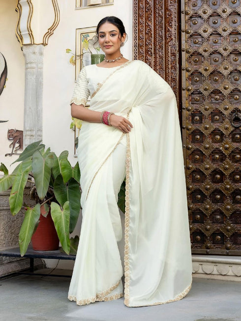 Vasthrlay Sequins Embroidery Black Saree