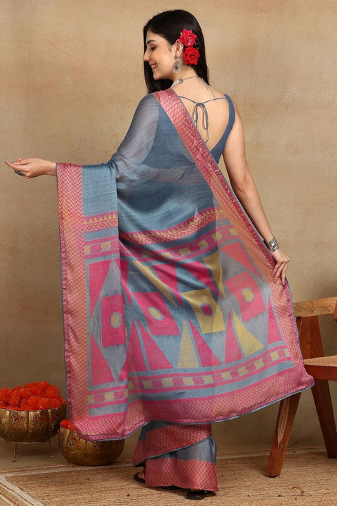 Vasthrlay Fashion Chiffon Geometric Printed Ethnic Wear