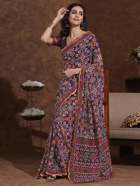 Vasthrlay Georgette Printed Blue Saree