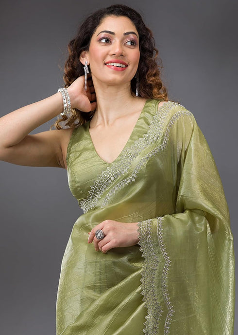 Vasthrlay Siroski Unstitch Mehndi Ethnic Wear