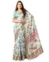 Vasthrlay Womens Printed Unstitched Beige Saree