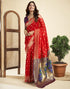 Vasthrlay Banarasi Weaving Unstitched Red Saree
