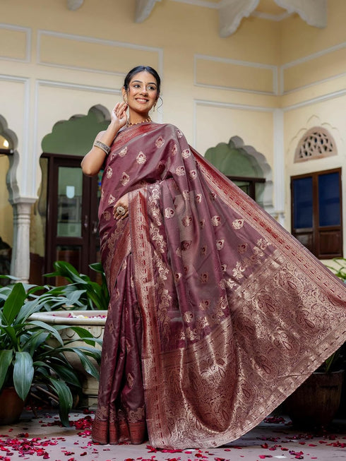 Vasthrlay Banarasi Weaving Unstitched Teal Saree