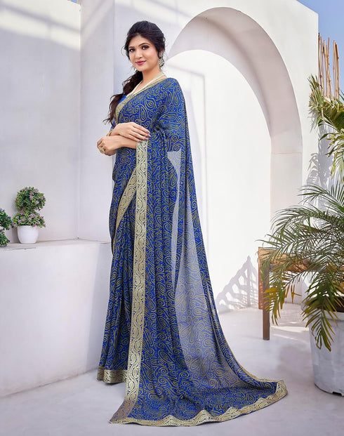 Vasthrlay Georgette Printed Jacquard Material Ethnic Wear
