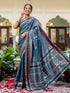 Vasthrlay Banarasi Weaving Unstitched Teal Saree