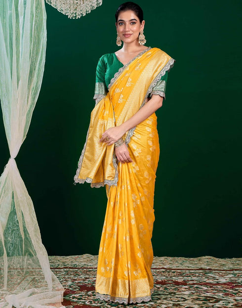 Vasthrlay Banarasi Jacquard Unstitched Pink Saree