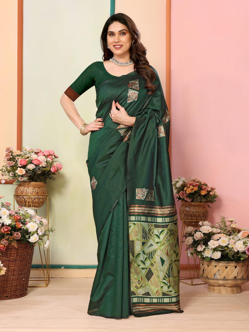 Vasthrlay Grey Kanjivaram Unstitched Saree
