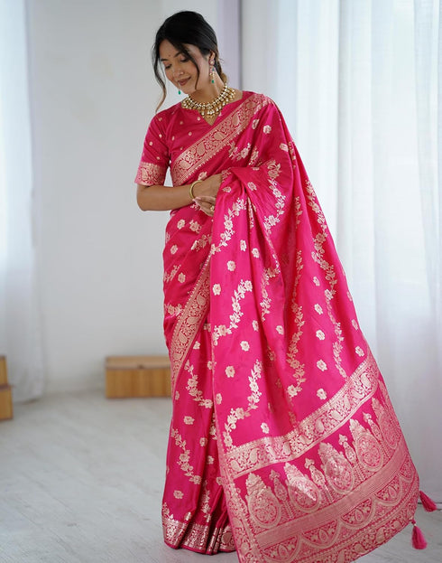 Vasthrlay Banarasi Weaving Unstitched Blue Saree