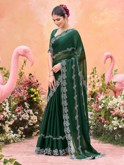 Vasthrlay Shimmer Chiffon Purple Saree