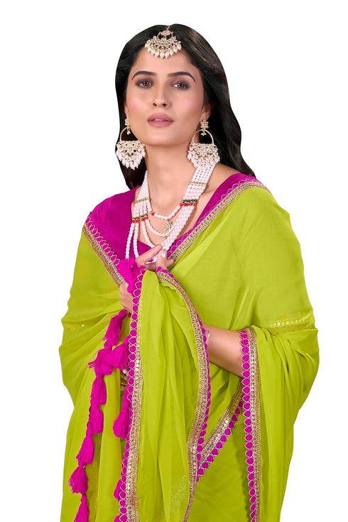 Vasthrlay Georgette Pumpum Green Ethnic Wear