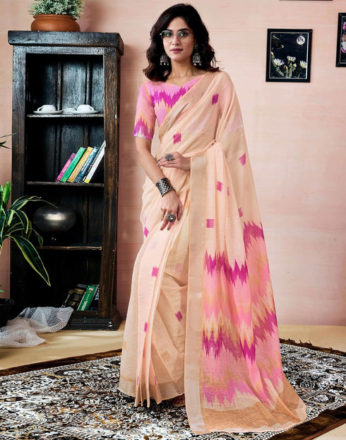 Vasthrlay Womens Printed Unstitched Dark Green Saree