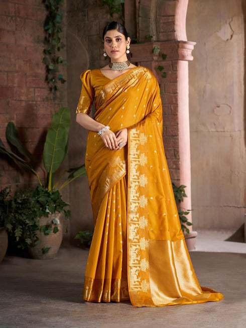 Vasthrlay Women's Kanjivaram Silk Unstitched Saree