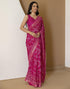 Vasthrlay Georgette Bandhani Pink Saree With Unstitched Blouse Piece