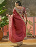 Vasthrlay Shimmer Scalloped Maroon Saree