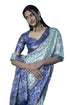 Vasthrlay Off White Green Textured Polyester Saree With Kalamkari Floral Panel| Zari Border And Unstitched Blouse Piece
