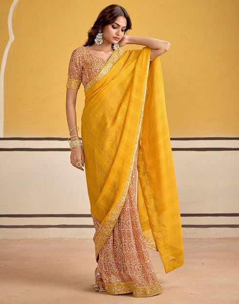 Vasthrlay Georgette Embroidery Unstitched Maroon Saree