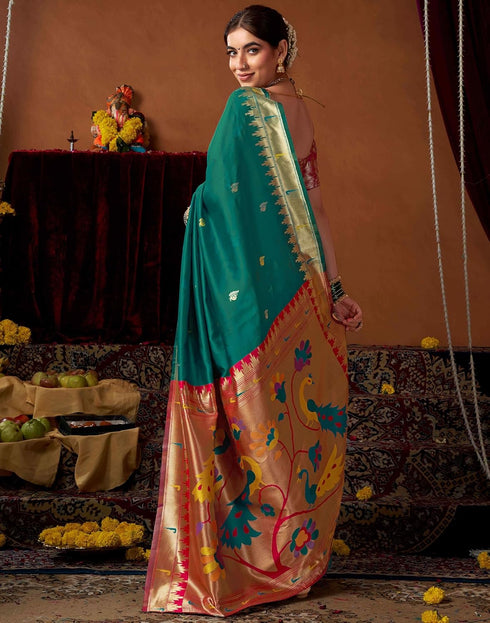 Vasthrlay Womens Paithani Unstitched Pink Saree