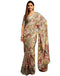Vasthrlay Printed Jacquard Beige Saree With Unstitched Blouse Piece