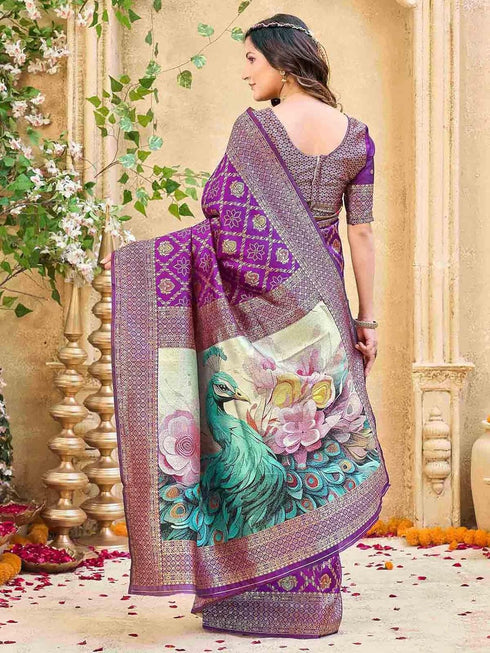 Vasthrlay Jacquard Blue Saree