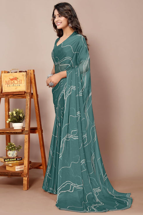 Vasthrlay Fashion Georgette Geometric Dusty Ethnic Wear