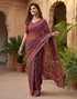 Vasthrlay Chanderi Printed Navy Blue | Multi Saree With Unstitched Blouse Piece