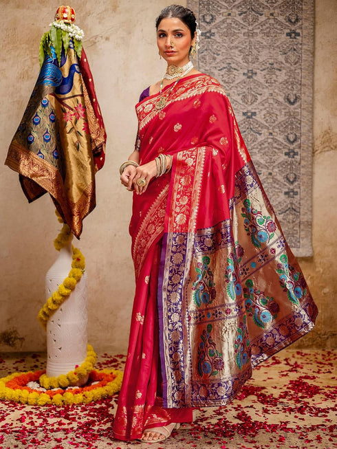 Vasthrlay Weaving Paithani Black Saree