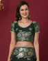 Vasthrlay Kanjivaram Banarasi Dark Green Saree With Unstitched Blouse Piece