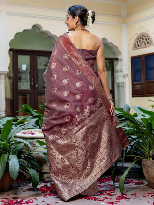 Vasthrlay Banarasi Weaving Unstitched Teal Saree