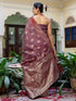Vasthrlay Banarasi Weaving Maroon Saree With Maroon Unstitched Blouse Piece