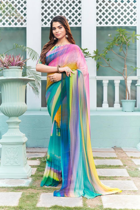 Vasthrlay Georgette Sequence White Ethnic Wear