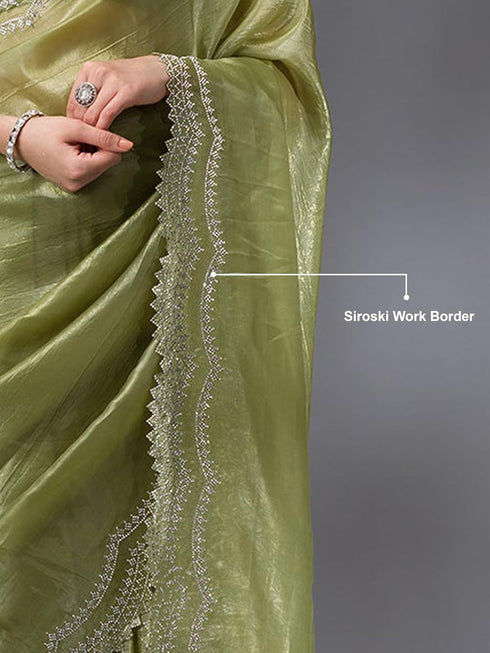 Vasthrlay Siroski Unstitch Mehndi Ethnic Wear