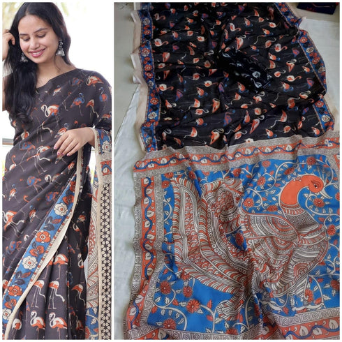 Vasthrlay Printed Flamingo Motifs Artistic
