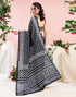 Vasthrlay Womens Printed Black And White Saree With Unstitched Blouse Piece