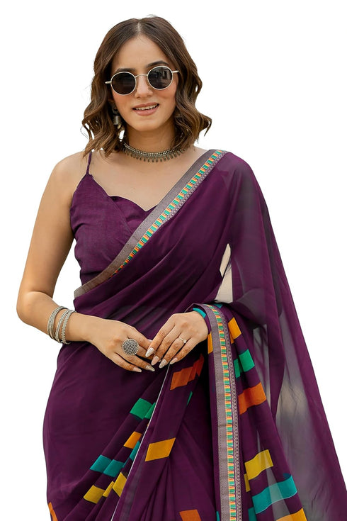 Vasthrlay Fashion Georgette Geometric Green Ethnic Wear