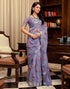 Vasthrlay Womens Printed Unstitched White Saree