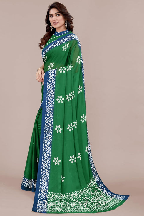 Vasthrlay Fashion Chiffon Printed Parrot Ethnic Wear