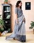 Vasthrlay Womens Printed Unstitched Dark Green Saree