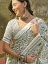 Vasthrlay Womens Printed Unstitched Beige Saree