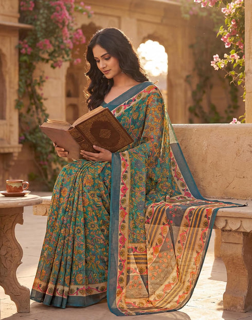 Vasthrlay Womens Printed Unstitched Purple Saree