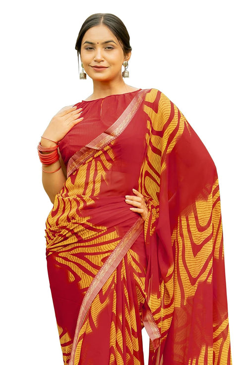 Vasthrlay Fashion Georgette Geometric Green Ethnic Wear