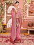Vasthrlay Banarasi Light Pink Saree With Unstitched Blouse Piece