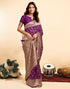 Vasthrlay Kanjivaram Banarasi Wedding Purple Saree With Unstitched Blouse Piece