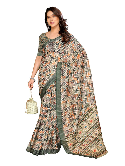 Vasthrlay Digital Printed Unstitched Orange Free Ethnic Wear