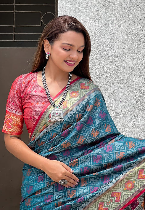 Vasthrlay Kanjivaram Patola Unstitched Ethnic Wear